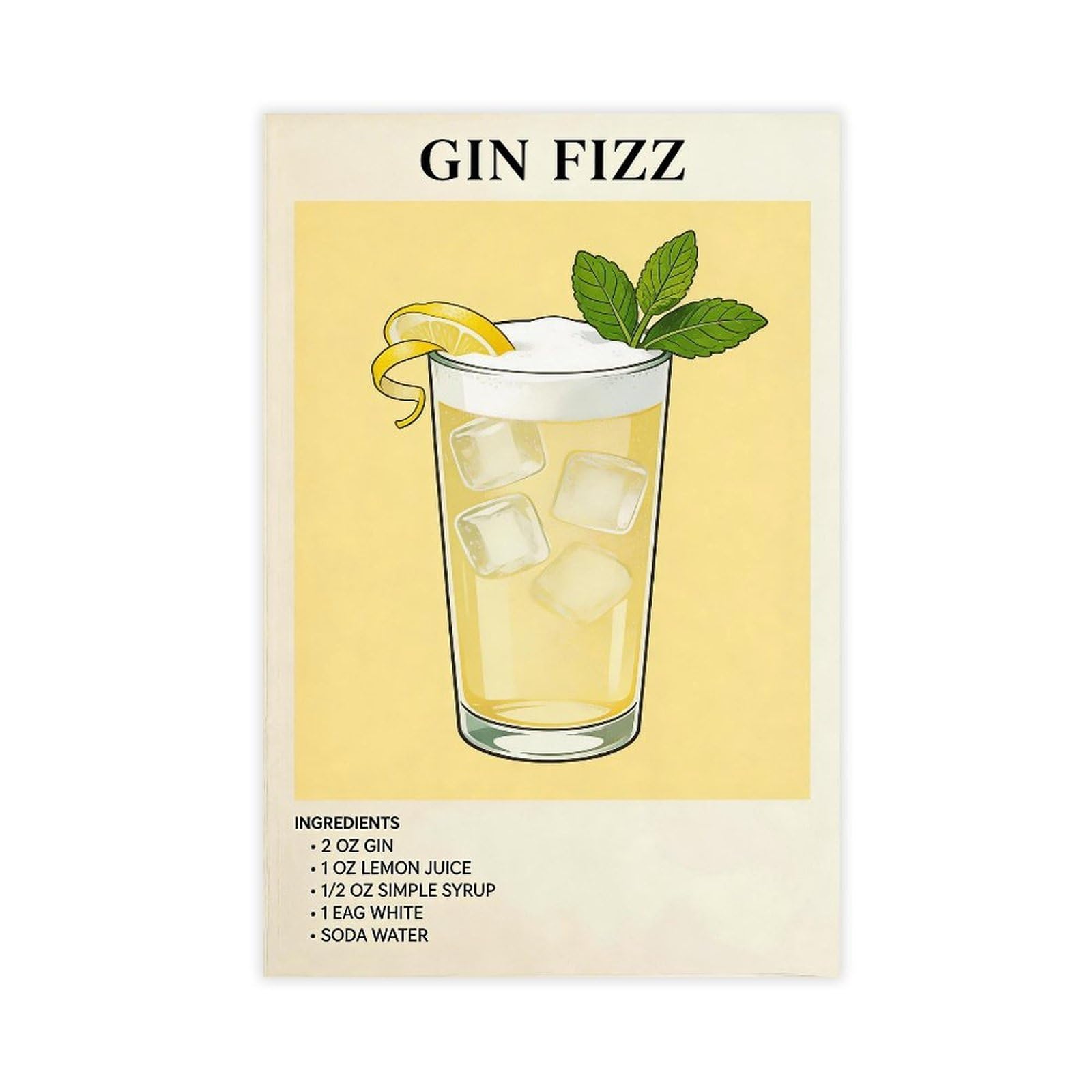 Bareronor Gin Fizz Cocktail Canvas Poster for Bedroom Decor Gift