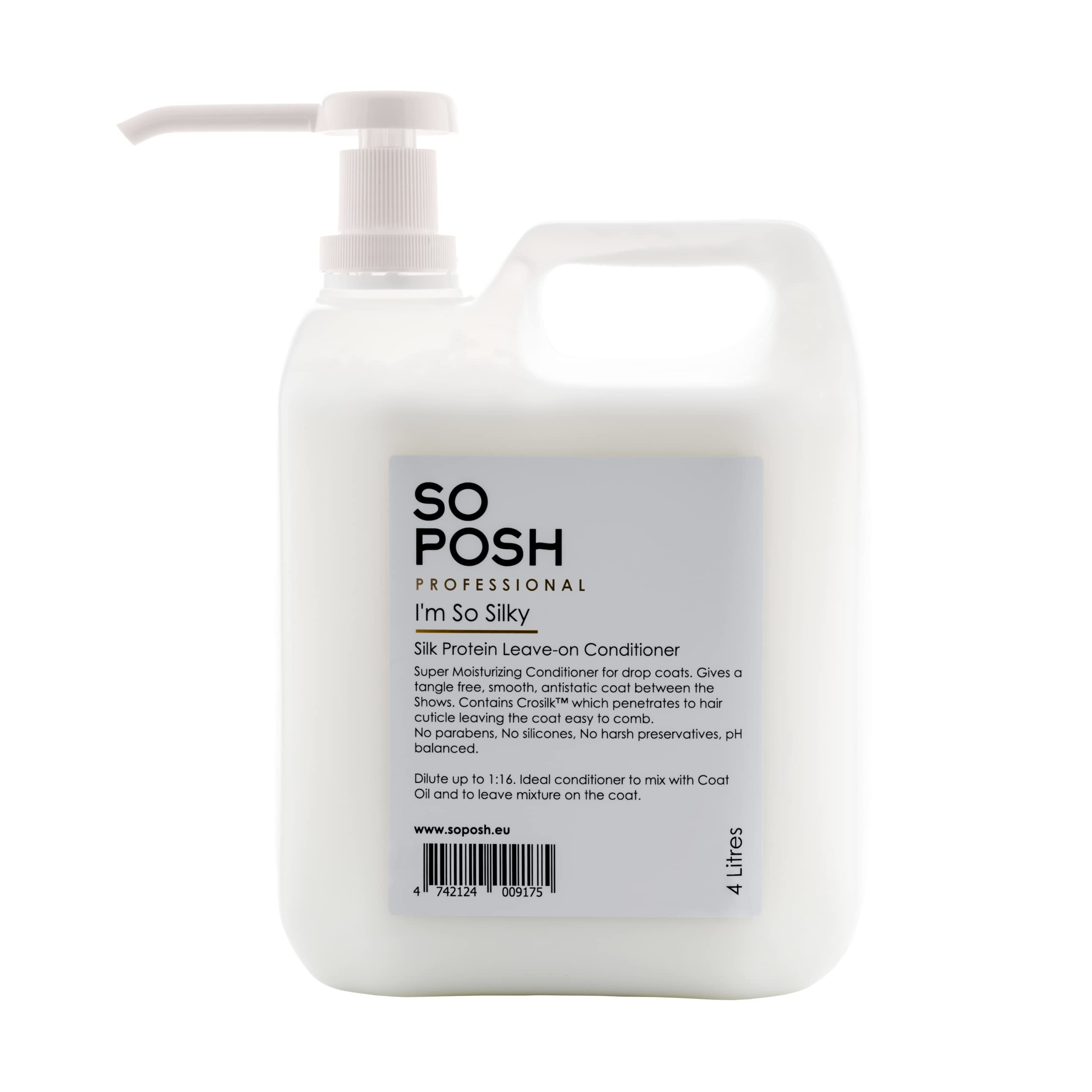 So Posh I'm So Silky Leave-On Dog Conditioner - Silk Protein Enriched, Ideal for Drop-Coats, Smooth & Anti-Static, Silicone & Paraben Free 1:20 Concentrate. 1.05 Gallon