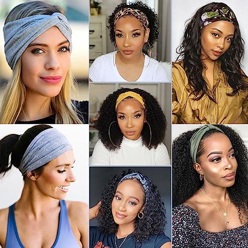 Image of Kachanaa 6 Pack Solid Color Boho Style Non-slip Printed Headband Wigs for Women Soft Elastic Breathable Hair Bands Turban for Teen Girls Accessories