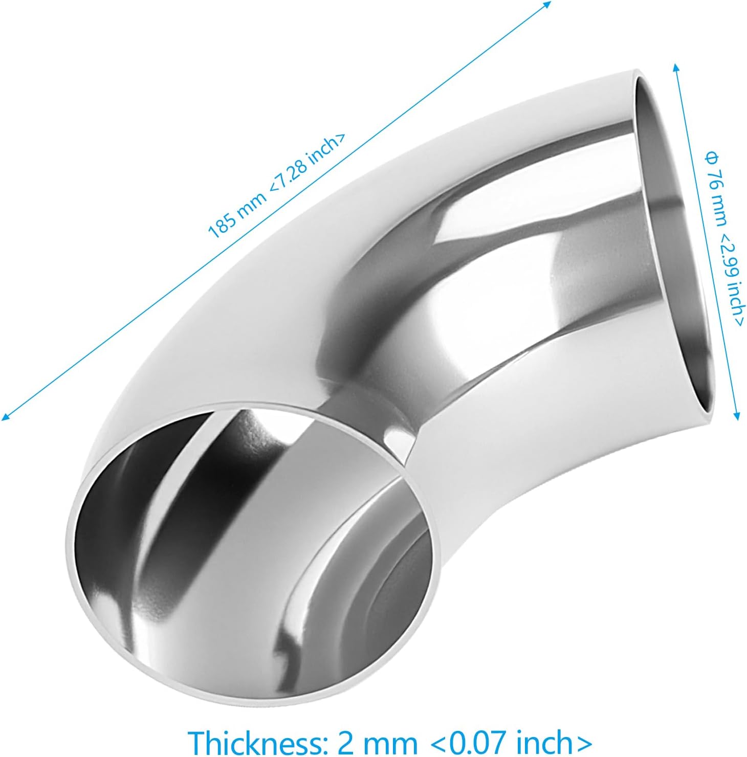 3 PCS OD 3 Inch Exhaust Elbow Pipe, 90 Degree Stainless Steel Mandrel Bend Elbow, 2mm Thickness Elbow Exhaust Bend Tubing for Modified Exhaust Elbow Pipe, Stair Handrail