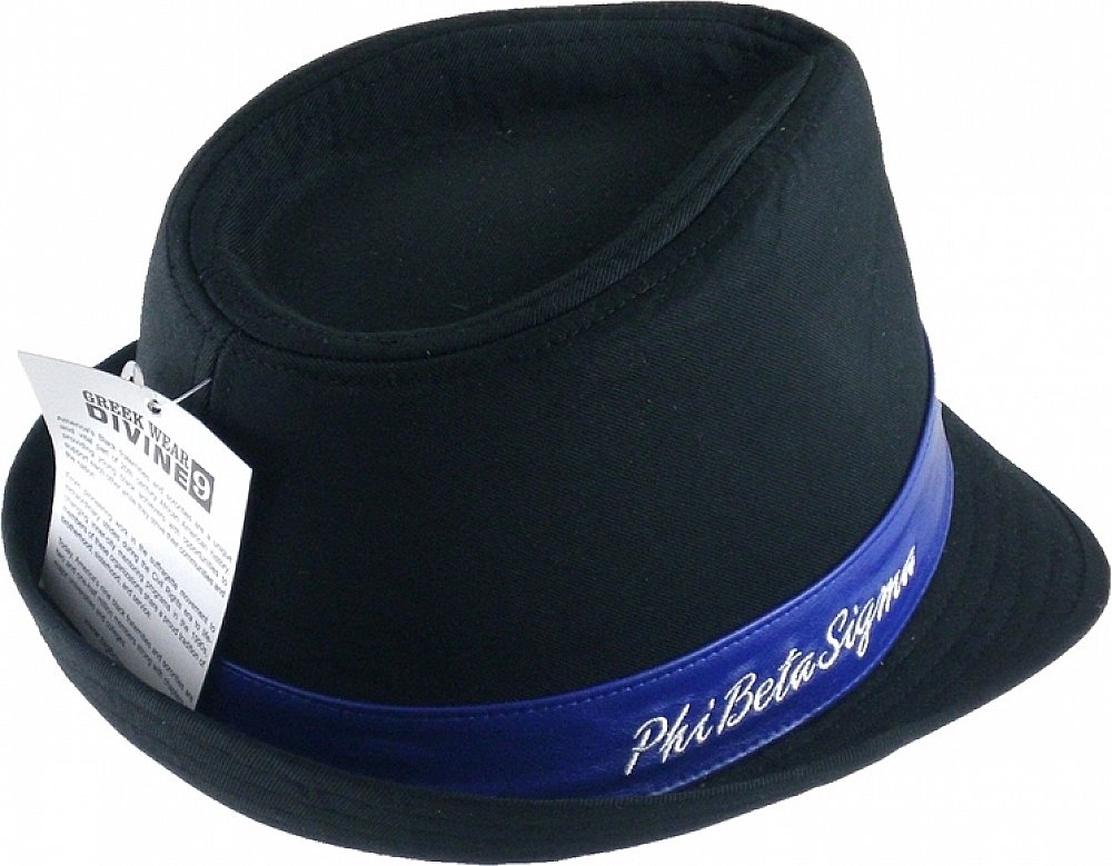 TCEShop Big Boy Phi B Sigma Divine 9 Leather Band Mens Fedora Hat [Black - 58 cm] - ID#86638, 7 1/4
