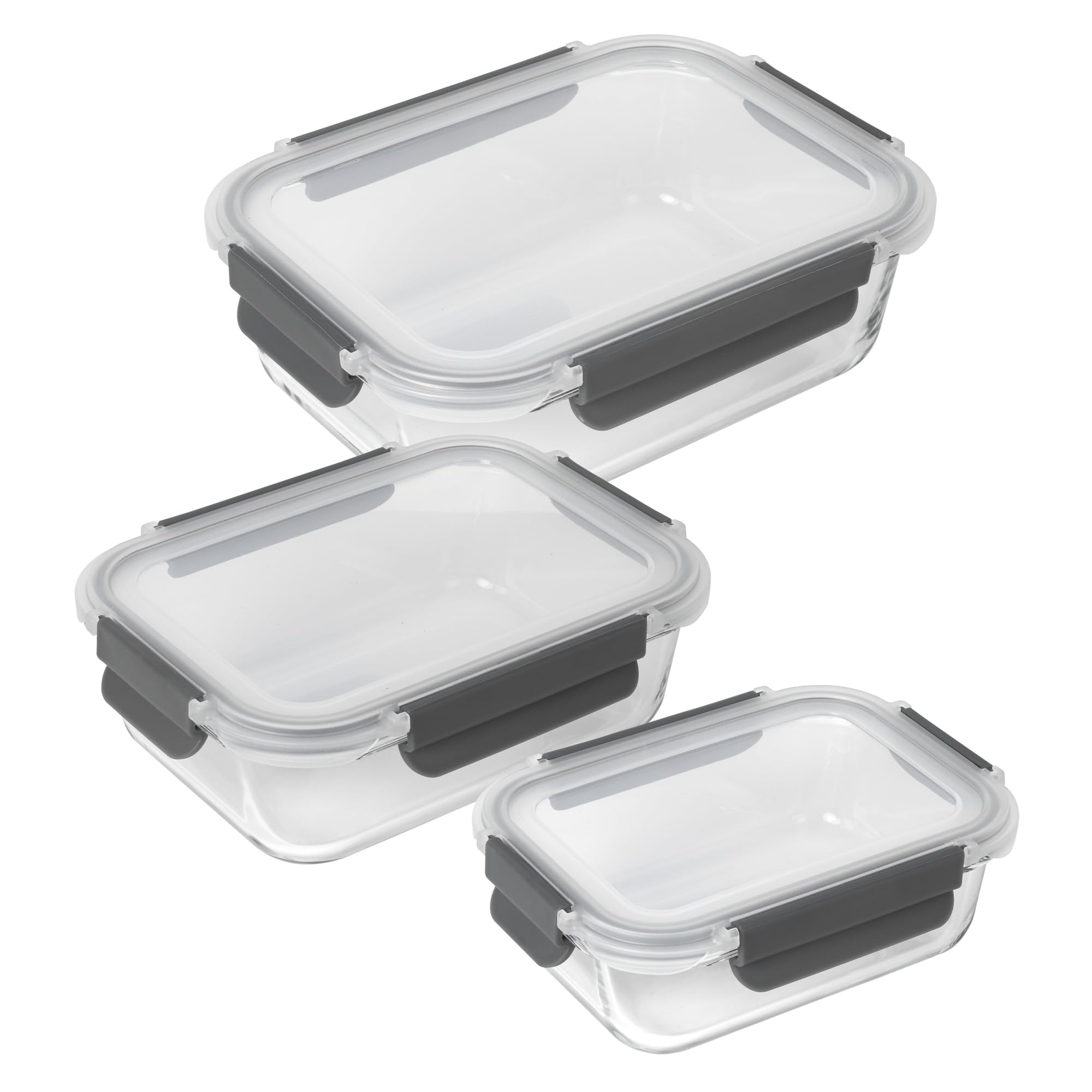 Kuhn Rikon 24034 Glass Container, Glass, Transparent, Set of 3