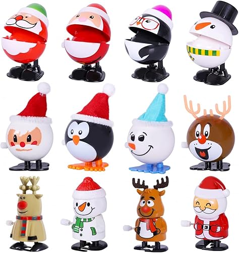 Miniatura 2 de Max Fun Surtido de 12 juguetes navideños para rellenar bolsas de regalos de fiesta de Navidad (juguetes de cuerda navideña)