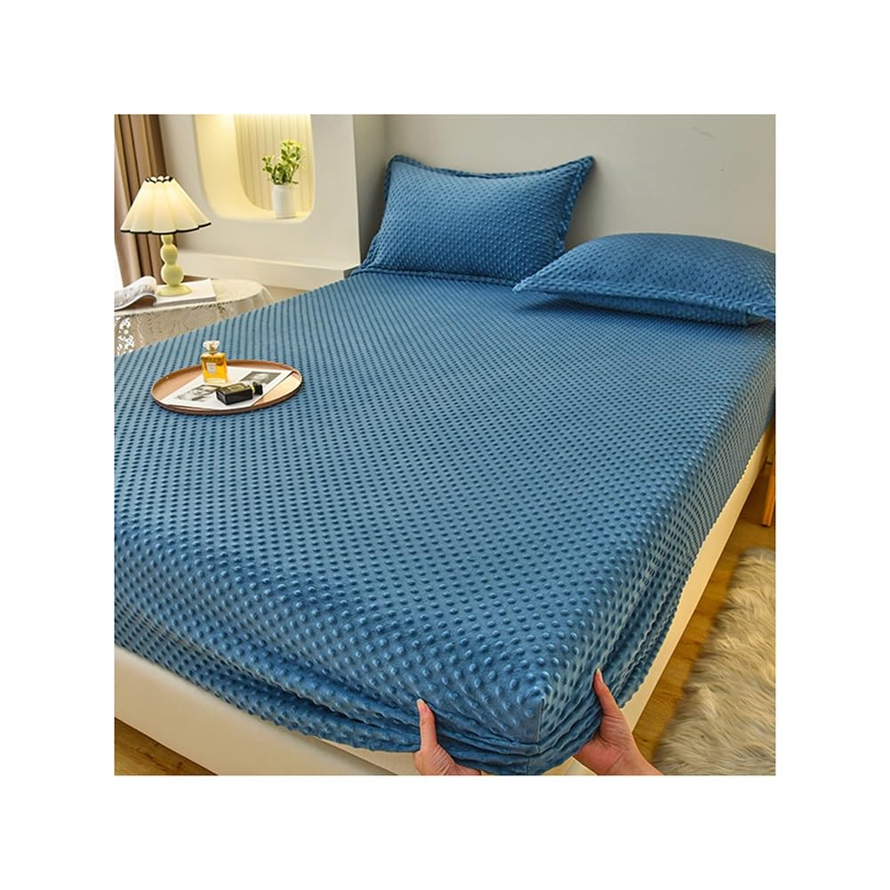 Drap-Housse en Velours Cal King 200x220cm pour Matelas de 28cm de Profondeur - Gris Doux n° 01