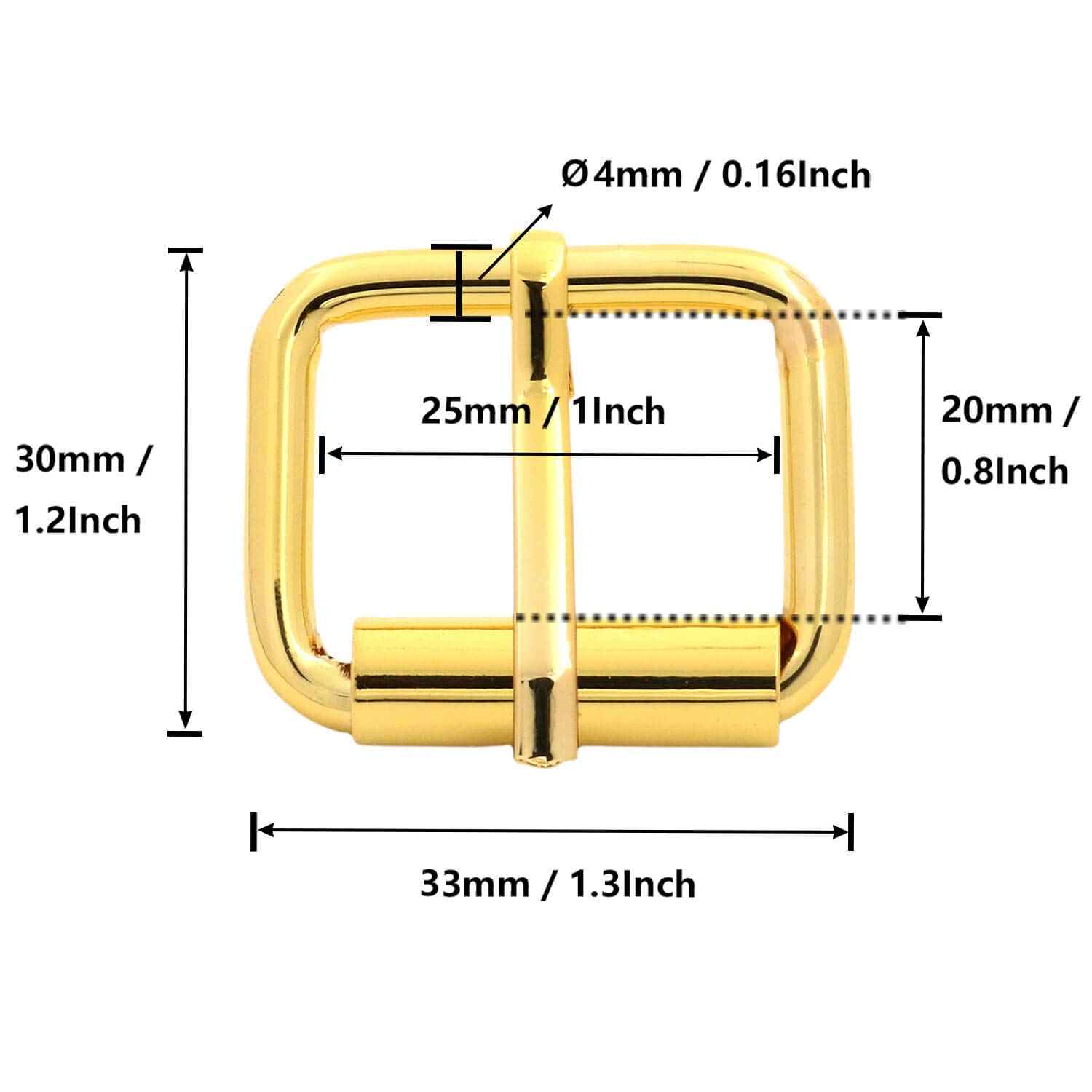 BIKICOCO Roller Buckle, 1 x 3/4 Inch Heel Rolling Bar Buckles for Bags Leather Webbing Straps Gold - Pack of 20 - Image 2