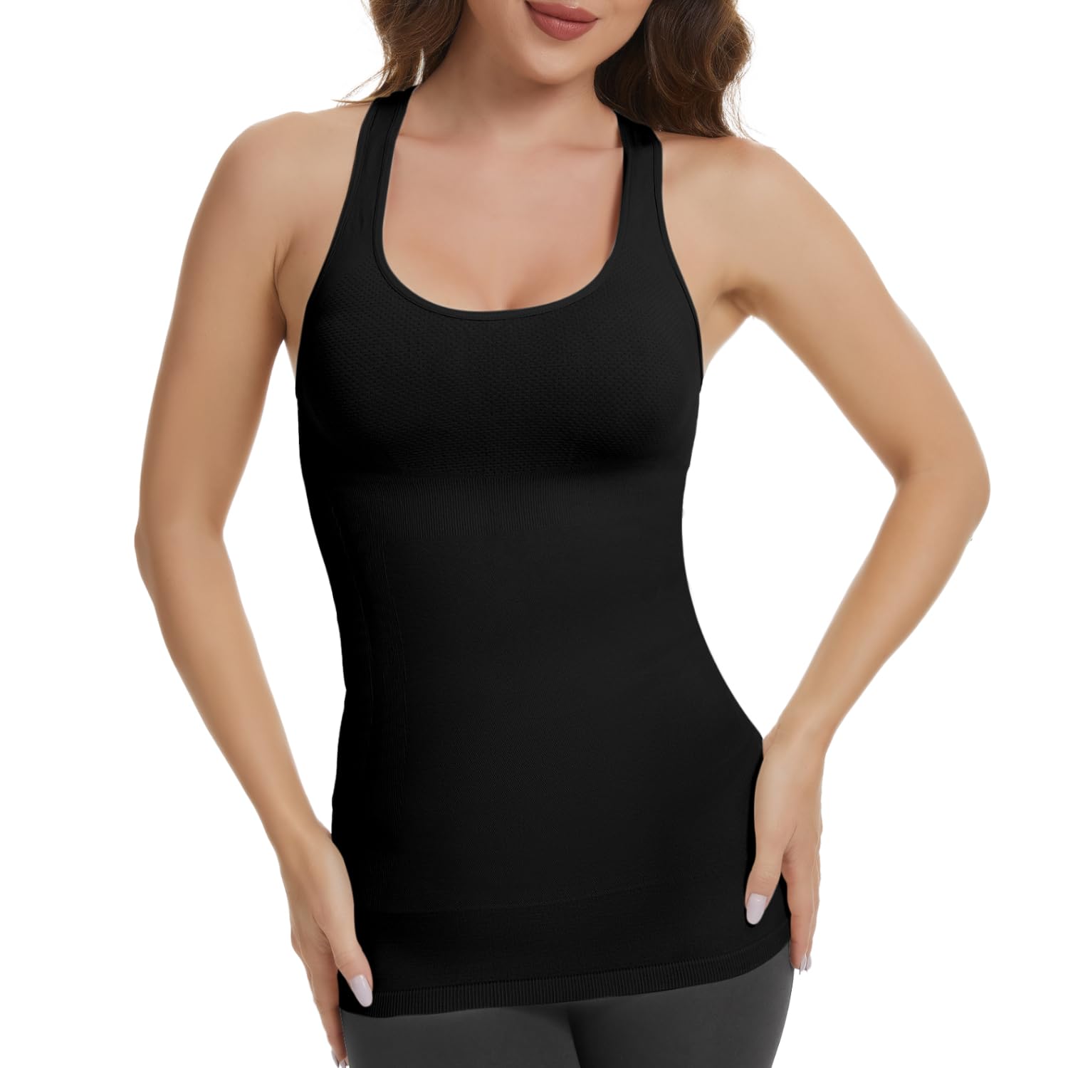 Camisetas sin Mangas de compresión Cami - Camisola Moldeadora Adelgazante con Cuello Redondo Cruzado y Control de Barriga para Mujer