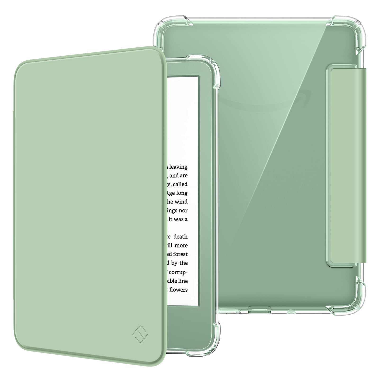 FINTIE Étui pour 6" Kindle (11e Génération, Modèle 2024/2022), Étui Transparent en TPU Souple Housse Veille/Réveil Auto, Vert Agave