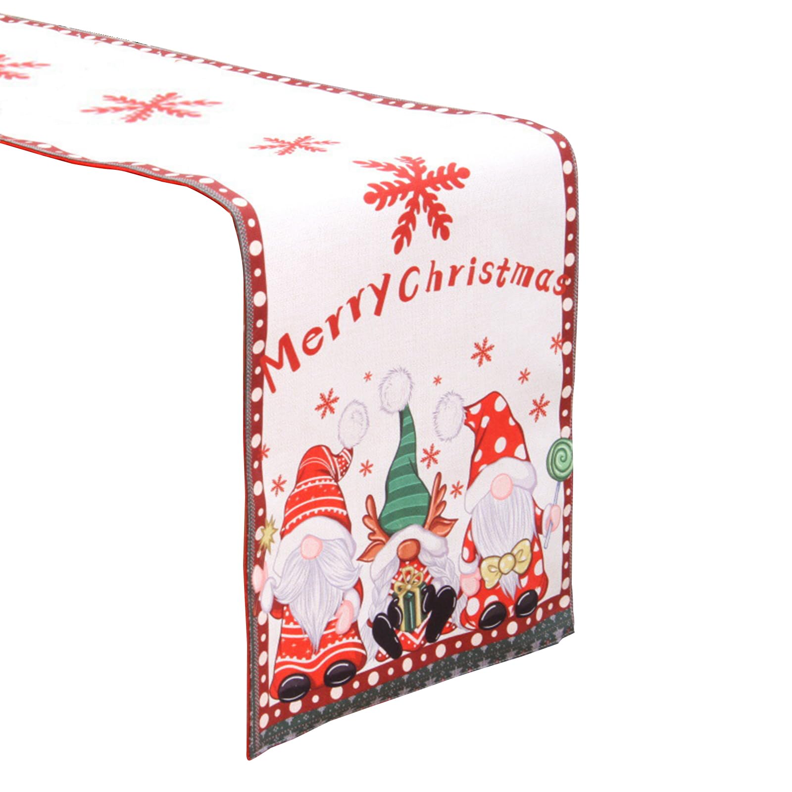 Jazuaiao Merry Christmas Table Runner Double Layer Tablecloth Seasonal Winter Holiday Home Kitchen Dining Table Decoration Farmhouse Runners