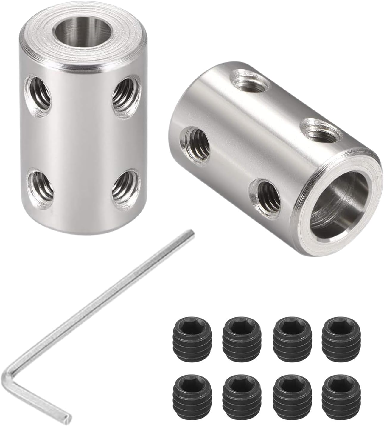 2PCS 4mm to 7mm Bore Rigid Coupling, L22 x D14 Set Screw Shaft Coupler Motor Connector 45# Steel for 3D Printers, Motor Accessories, RC Boat Car Airplane