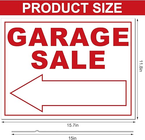 Miniatura 2 de Amyhill Letreros de venta de garaje con estacas de metal, de doble cara, de plástico corrugado de doble cara, con flechas direccionales para eventos