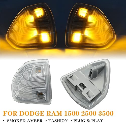 Miniatura 2 de Espejo lateral LED luz intermitente para Dodge Ram 1500 2500 3500 4500 5500 Lámparas izquierda y derecha lente cubierta transparente 68302828AA