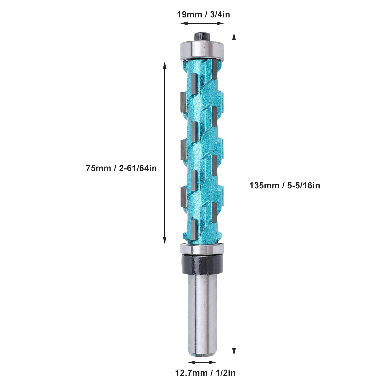 Lybunair Flush Trim Spiral Router Bit, 1/2in Shank, 3/4in Cut Diameter, Double Bearing Carbide Design, Ideal for Woodworking, Trimming, and Template Pattern Routing