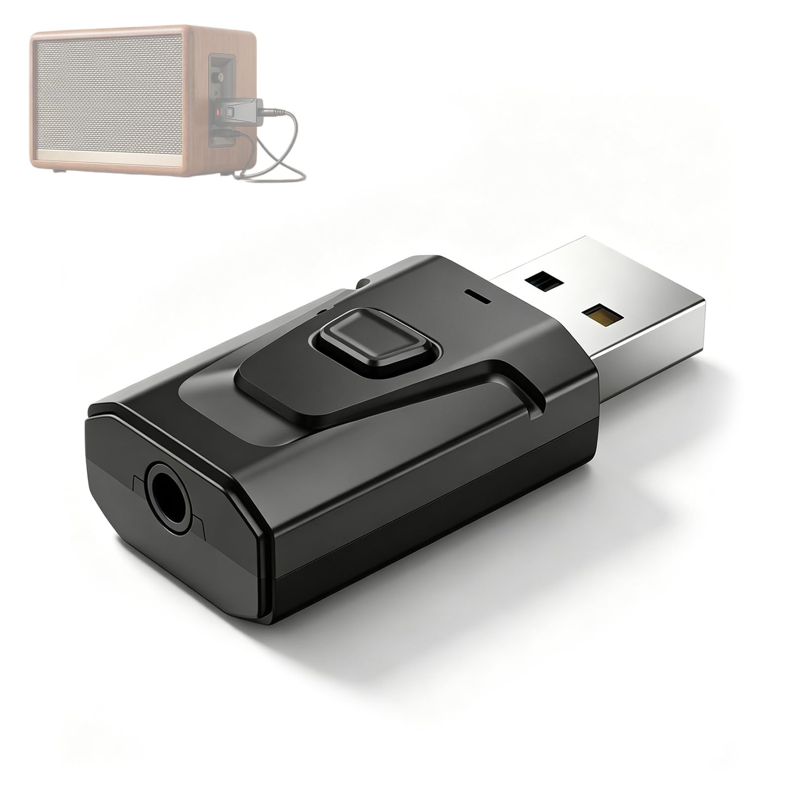 USB Bluetooth Adapter for TV, PC and Car, Bluetooth 5.0 Transmitter Receiver with 3.5 mm Jack, Portable Audio Device with Microphone for Hands-Free and Music