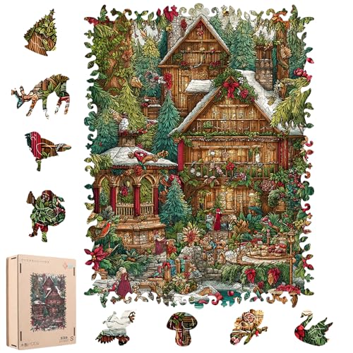 MEATRNクリスマス パズル 木製パズル 3mm厚 （22.5×29.9cm）ジグソーパズル 200ピース 変形 家族ゲーム 知育玩具 クリスマスプレゼント 大人 子供向け クリスマスツリー おもちゃ