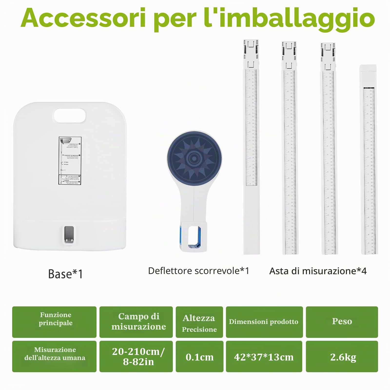 YJINGRUI Stadiometro portatile di Rod 20-210cm di misurazione di altezza con l'esposizione doppia della scala per gli adulti, bambini