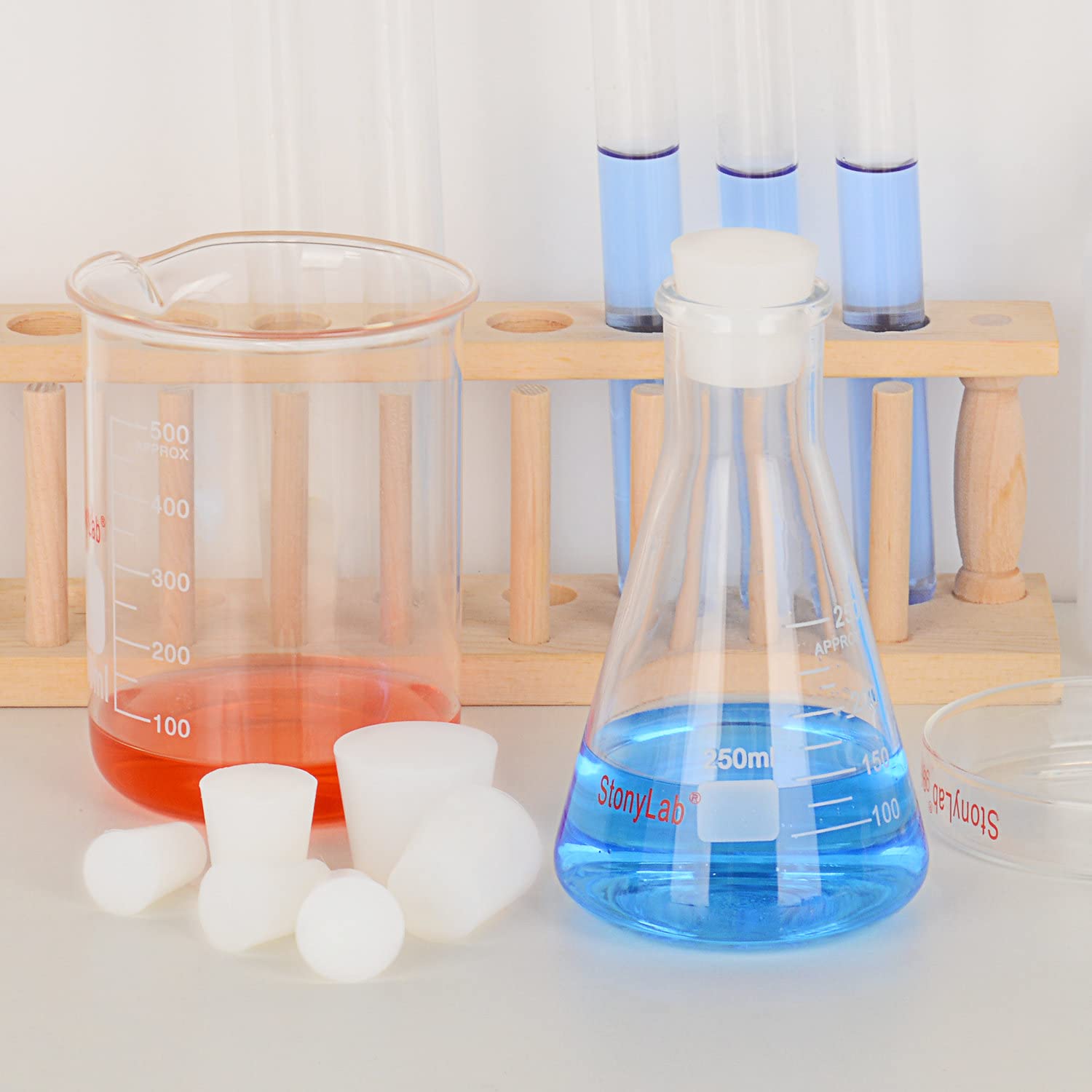 Stonylab Tapones De Goma Sólido Con 1 Agujero, Pack De 5 – Tamaño 8, Sello Hermético Para Laboratorio