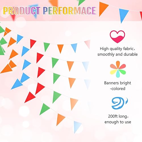 Miniatura 2 de Preboun Banderines de 400 pies sólidos, 240 unidades, guirnalda triangular para colgar, guirnalda a granel para gran apertura, carnaval, fiesta de