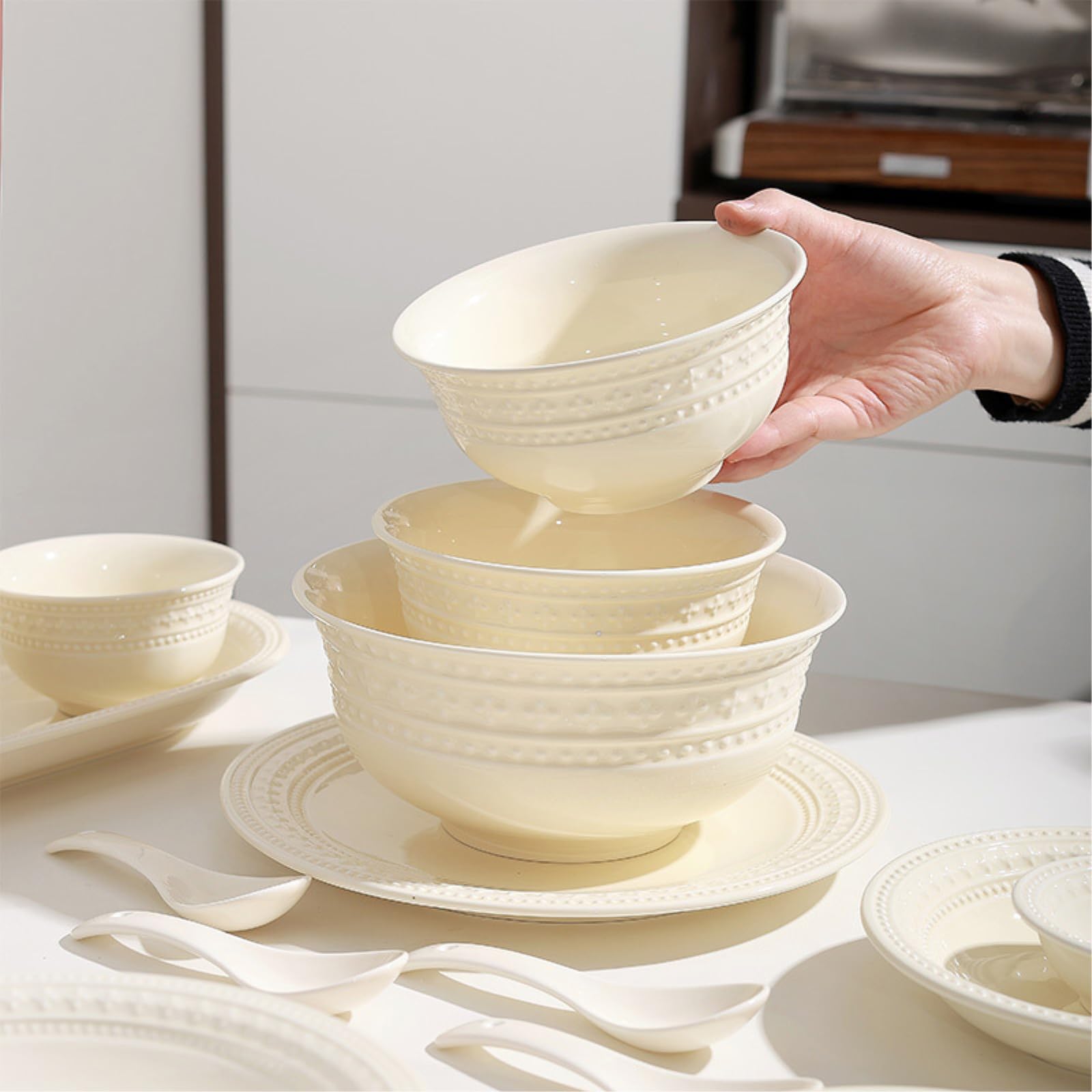 Ceramiczny kremowy wiatr podszkliwne kolorowe naczynia dom świeża i wykwintna osobowość - 30 cm talerz rybny