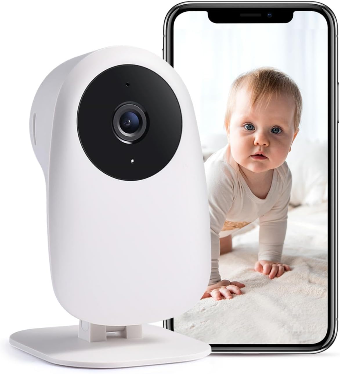 nooie Babyphone WiFi Smart Babykamera 1080P mit Nachtsicht Bewegungs- & Tonerkennung 2,4Ghz Fernbedienung Kamera für Indoor Baby Nanny und Pet Monitor, Kompatibel mit Alexa