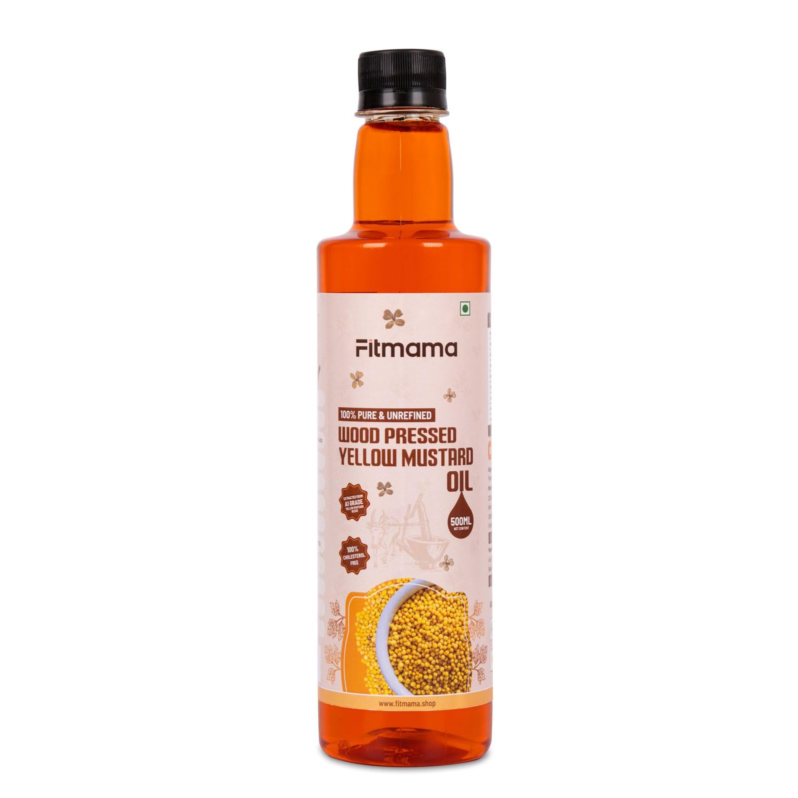 Fitmama Wood Pressed Yellow Mustard Oil | 100% PURE and UNREFINED | Marachekku/Ganuga | Sarason Ka Tel | Cholesterol Free | Chemical Free | No Additives | Cold Pressed Yellow Mustard Oil (500 ML) (B0CZP95GD5) Amazon Price History, Amazon Price Tracker
