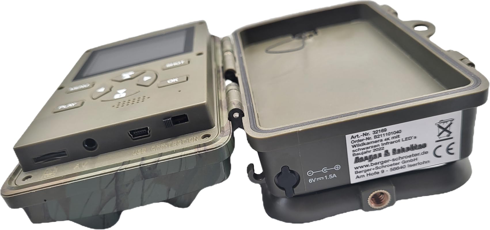 Berger & Schröter Wildkamera 4K, 256 GB, 32 MP, 940nm Black-LEDs, 0,3s Auslösegeschwindigkeit, Passwortschutz, Melder für Empfänger
