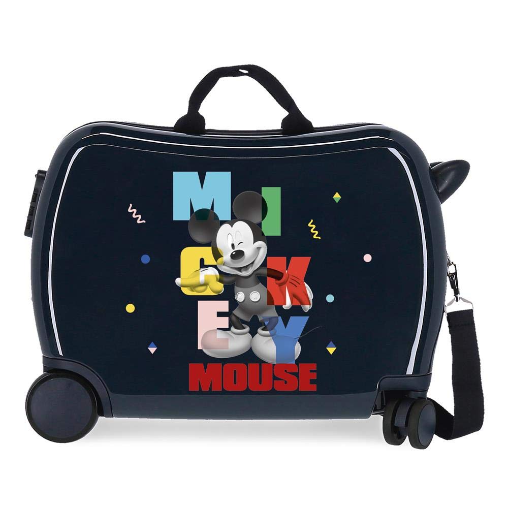 Disney Mickey's Party - Valigia per bambini, 50 x 38 x 20 cm, rigida ABS, chiusura a combinazione laterale, 34 l, 3 kg, 4 ruote, bagaglio a mano Blu