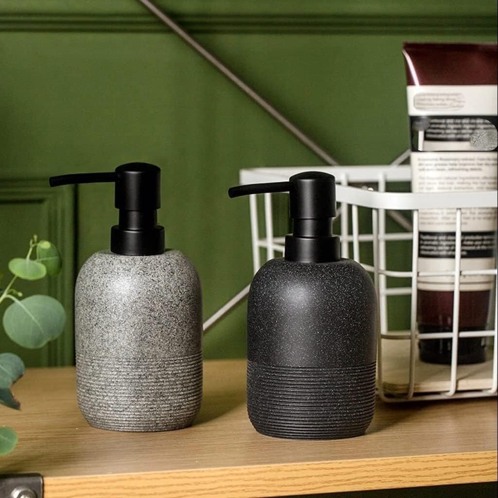 Countertop Accessories Set 600ml/20.3oz Resin Soap Dispenser Set of 2 Countertop Dispenser Pump for Bathroom Lotion Soap, Kitchen Soap Dispenser Bath Room Sets(Black)