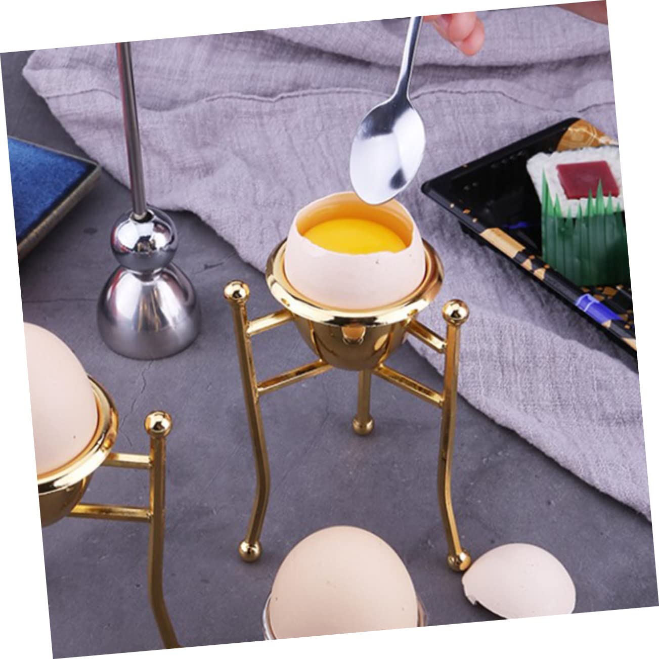 Amosfun 3 Pièces casier à Oeufs cartons d'oeufs réutilisables coquetier Tasse accesoire Cuisine Support Tableau coquetier œufs créatif Support à s de Cuisine cuivre