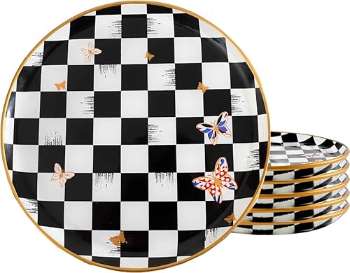 GURCUGLASS Juego de platos de 7.8 pulgadas Platos de ensalada de postre Platos de almuerzo GURCUGLASS Juego de platos pequeños, juego de 6,