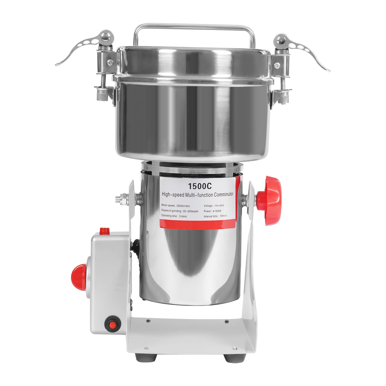 1500g/3.31lbs Electric Grain Mill Grinder, 430 Stainless Steel 4100W High-Speed Electric Spice Grinder Commercial Coffee Grinder for Grains Spices Herbs Pepper Coffee