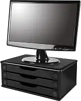 Souza & Cia, Suporte de Monitor 3 Gavetas, Mdf Black Piano - (Ref: 3347)