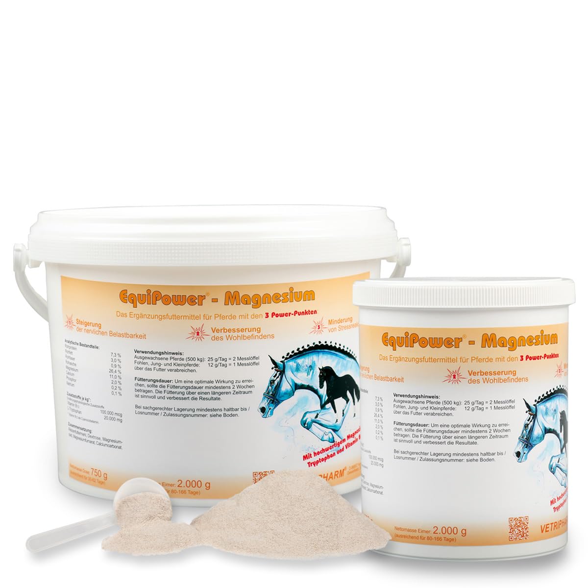 Magnesium | 2 kg | Ergänzungsfuttermittel für Pferde | Mit Tryptophan & Vitamin B12