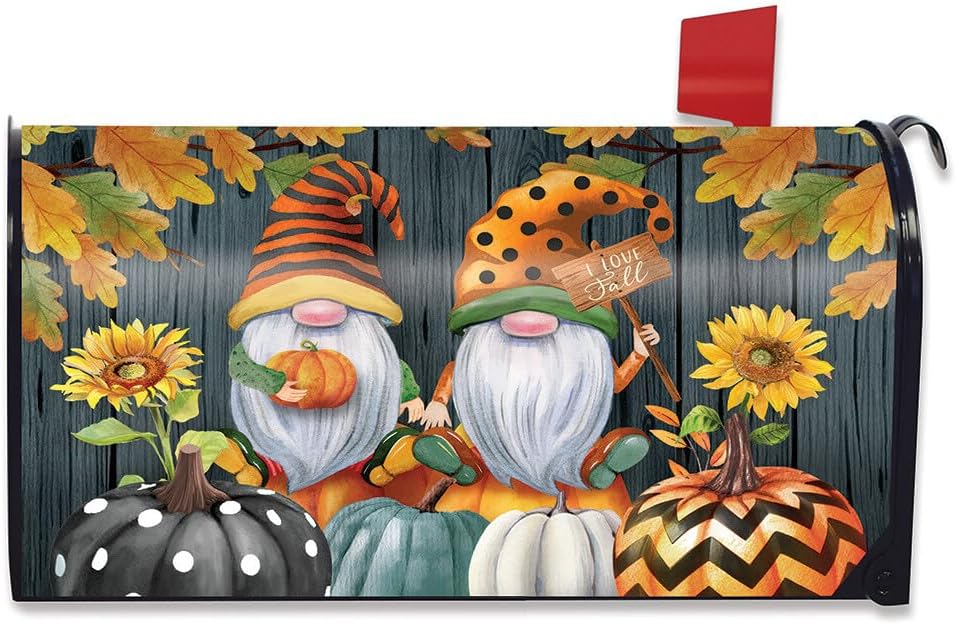Briarwood Lane Fall Mailbox Cover - Standard Size - Fall Gnomes for Fall Mailbox Cover