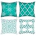 Alishomtll Set di 4 Fodera per cuscinoo, per Esterni federe Decorative, per Divano, Camera da Letto, Poliestere, 40x40cm Turchese
