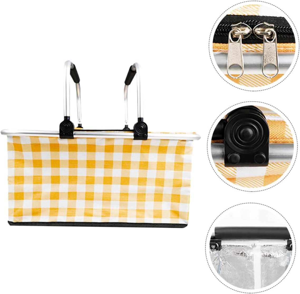 BESPORTBLE 1pc Foldable Picnic Basket Insulated Cooler Frame for Outdoor Camping Travel and Picnics Convenient Portable Storage Yellow