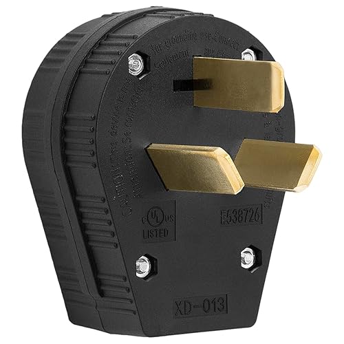 Secador de 3 clavijas Nema 10-50P de 50 amperios, enchufe de ángulo de 125250 V, enchufe de hoja recta de 3 polos y 3 cables para tintorería y rangos