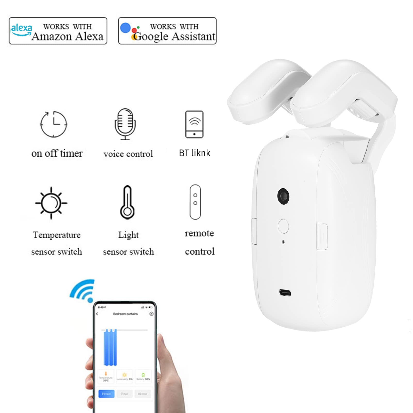 Amazon.co.jp: カーテンモーター,2 個スマートカーテンモーター BT