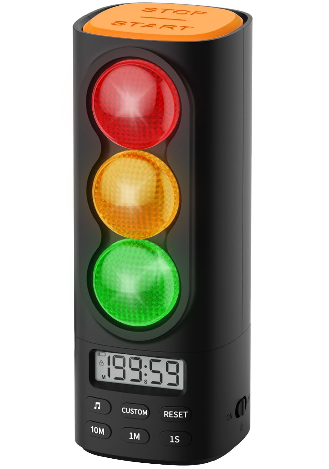 Temporizador Digital Visual y Auditivo con Semáforo, Pantalla LCD, Ajuste de Volumen, 4 Tonos para Niños, Funciones de Pausa, Memoria y Carga USB-C (Negro)