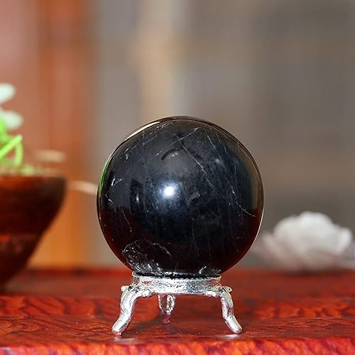 Miniatura 10 de ZAICUS Bola de esfera de jade verde de 1.969 in con soporte de metal, bola de piedras preciosas para brujería y bolas decorativas, escultura,