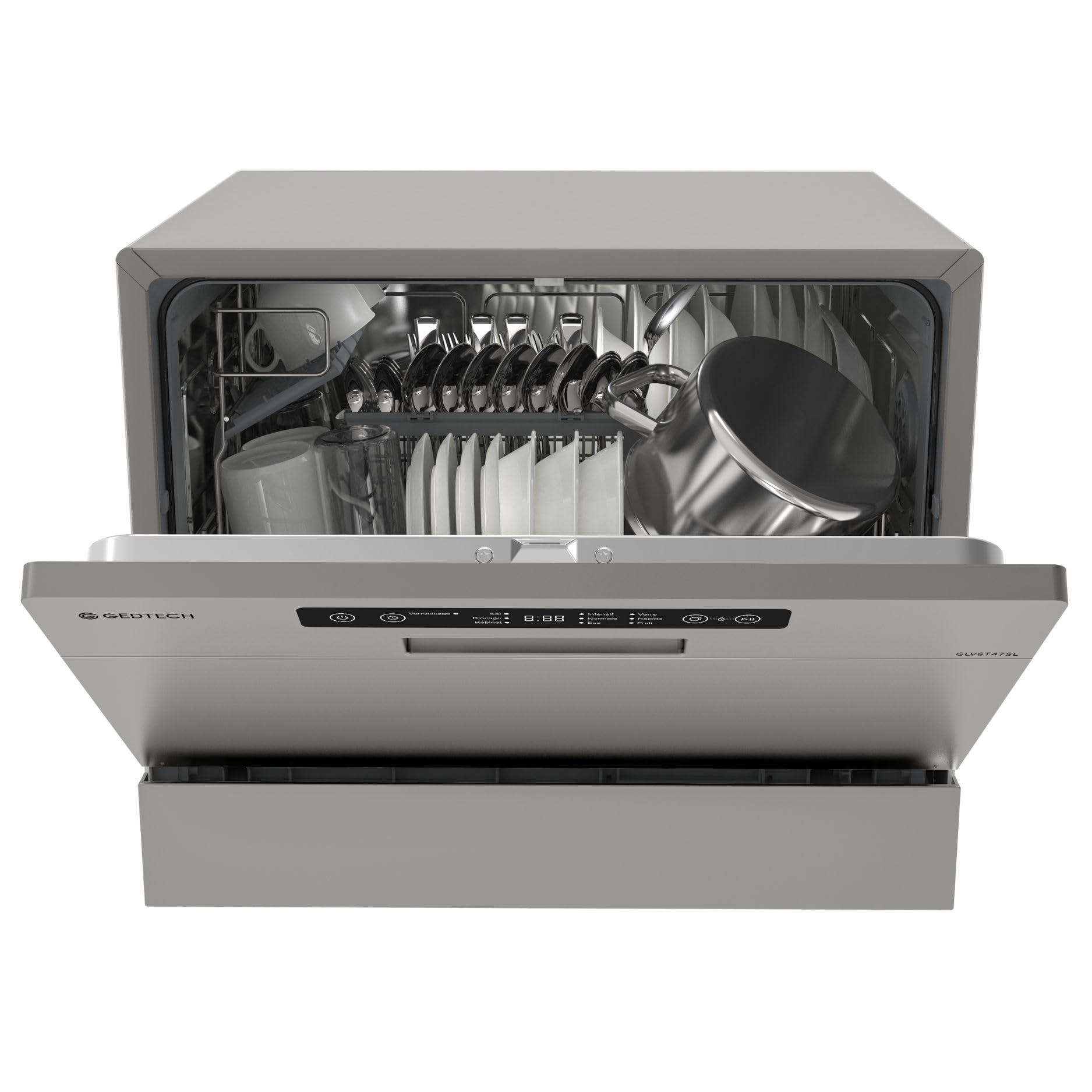 GEDTECH Lave-vaisselle Table Top GLV6T47SL 6 couverts 47 dB Départ différé