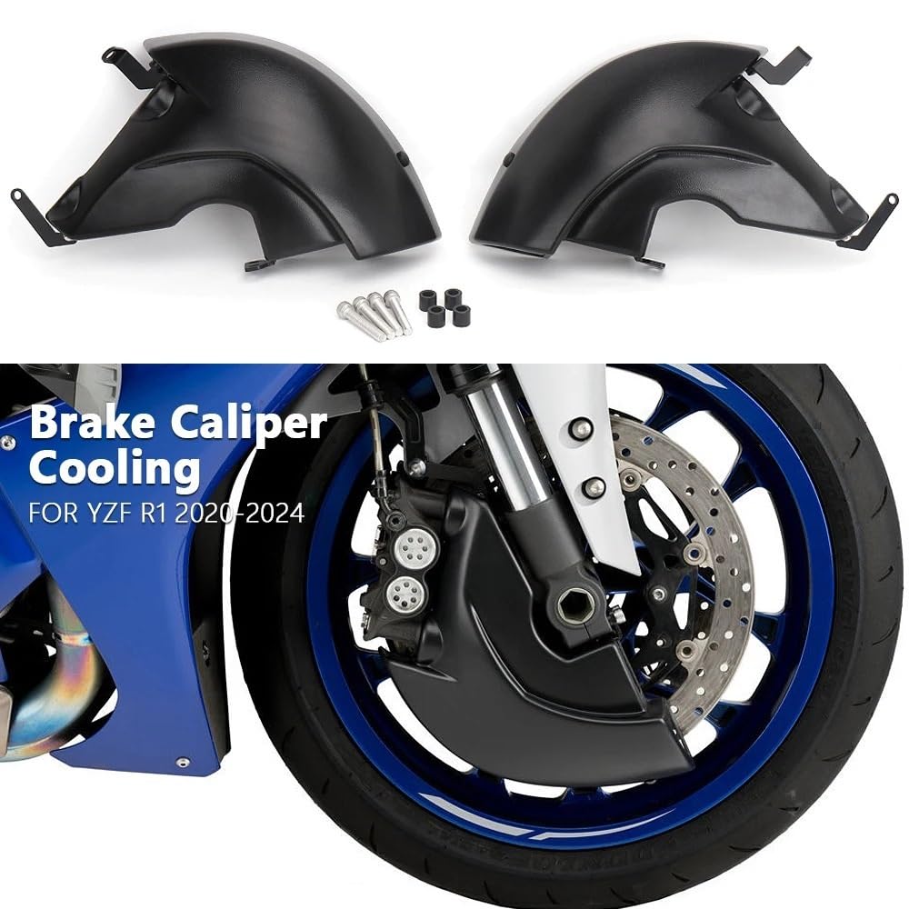 Conducto de Aire Kit de refrigeración de Aire de Pinza de Freno Negra para Motocicleta, Compatible con YZF-R1 2020 2021 2022 2023 2024, Carcasa enfriadora Enfriador de Pinza de Freno(Black)