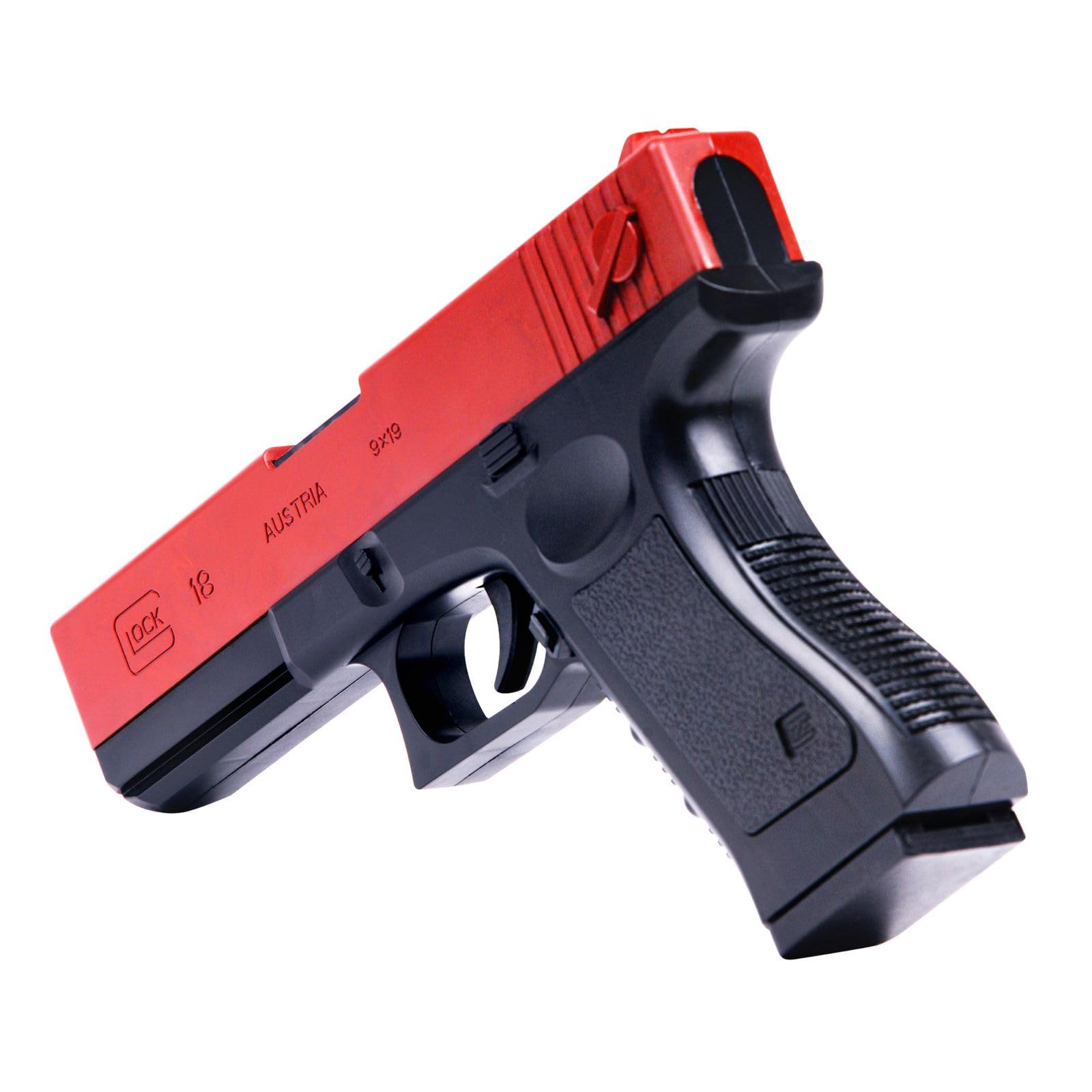 Toy Pistol Model with Magazine Loading Action,Shooting & Police, Army, Action Role Play Gun, Jump Ejecting & Soft Bullets for Kids Indoor & Outdoor Gaming Gun, 12 Years+ Children (Red & Black) 3
