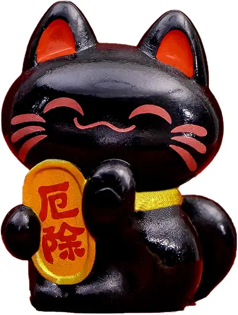 Maneki Neko Figurine - Mini Fortune Cat Statue for Wealth & Luck