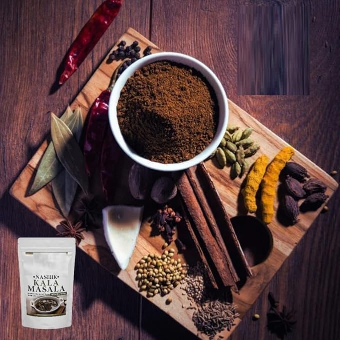 Nashik Kala Masala Smokey Flavour, Spicy Masala, 20 Hand Picked Ingredients| Iron Pounded| Re-Usable Pouch Packaging (250GM)