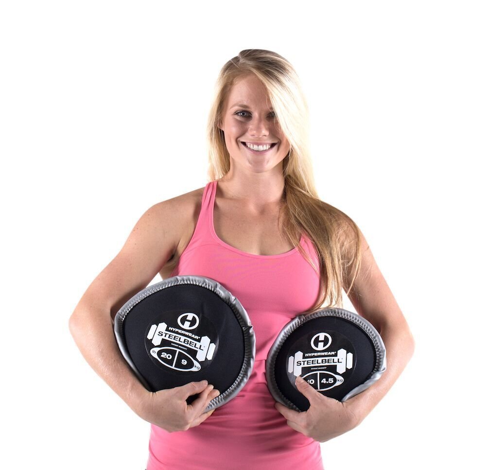 Hyperwear SteelBell Workout Ball Bag of Steel Shot in Patented No-leak Neoprene Disc Shape Medicine Balls Slam Balls Kettlebells Strength Training Equipment Made in USA (40 lbs)
