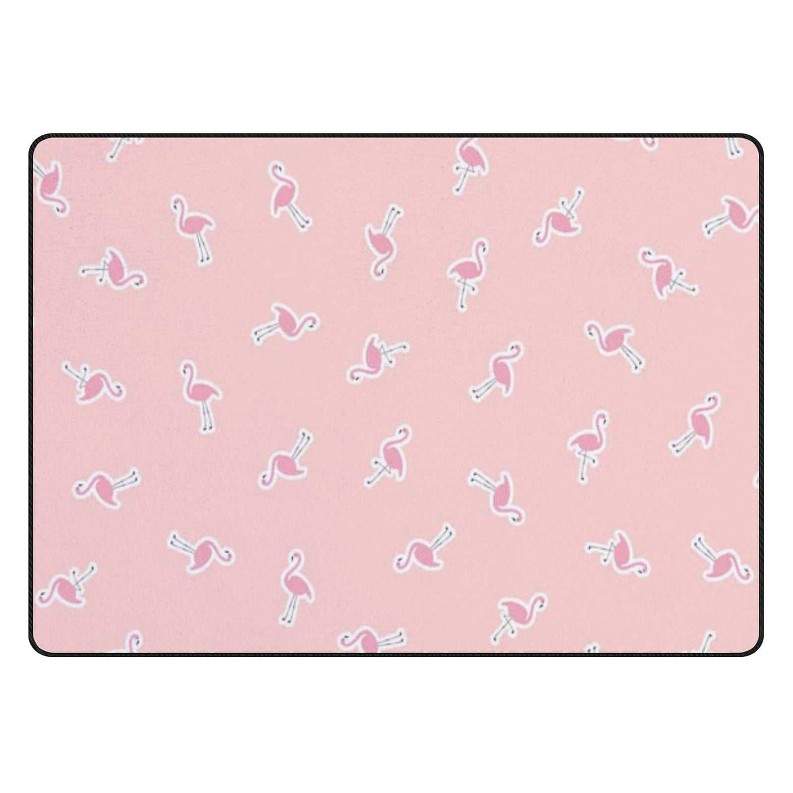 Tapis flamant rose grand format en velours corail épais de chambre