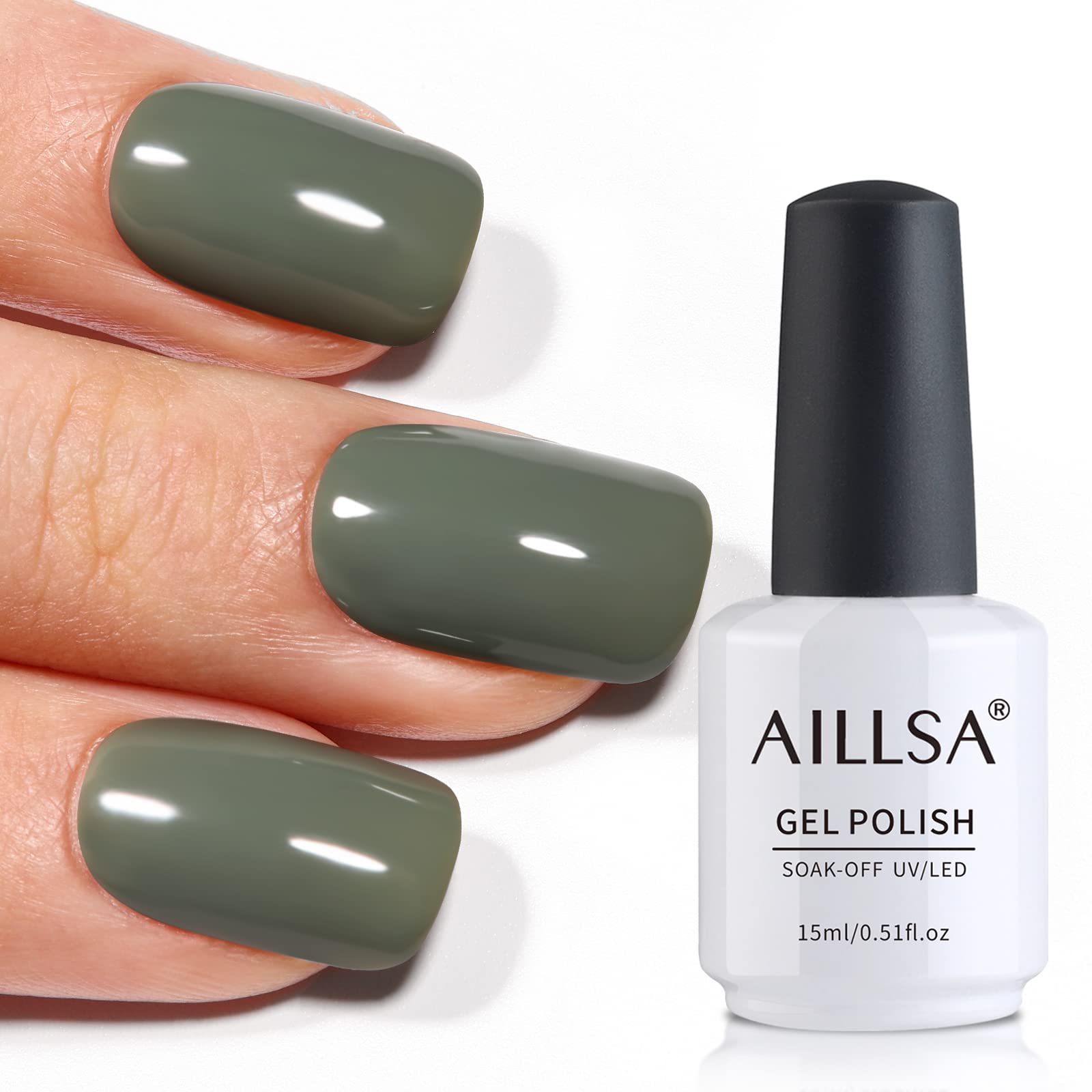 Amazon.com : AILLSA Sage Green Gel Nail Polish, 15ml Soak Off UV Gel Polish  Olives Green, Color Gel Nail Polish Long Lasting, Nail Art Manicure DIY at  Home 1Pcs : Beauty &