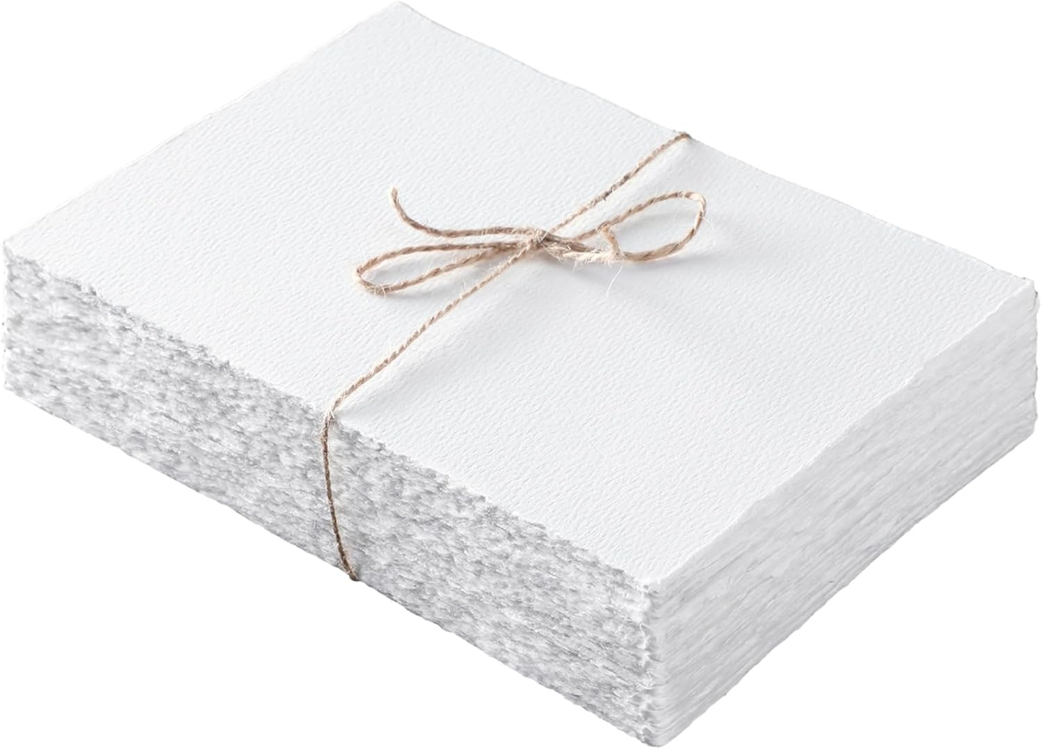 Panelee 100 Sheets 300 GSM Handmade Watercolor Paper Bulk with Deckled Edge 5.8 x 8.25 Inch Textured Cotton White Blank Thick Paper for Wedding Invitations Crafts Watercolor Greeting Cards