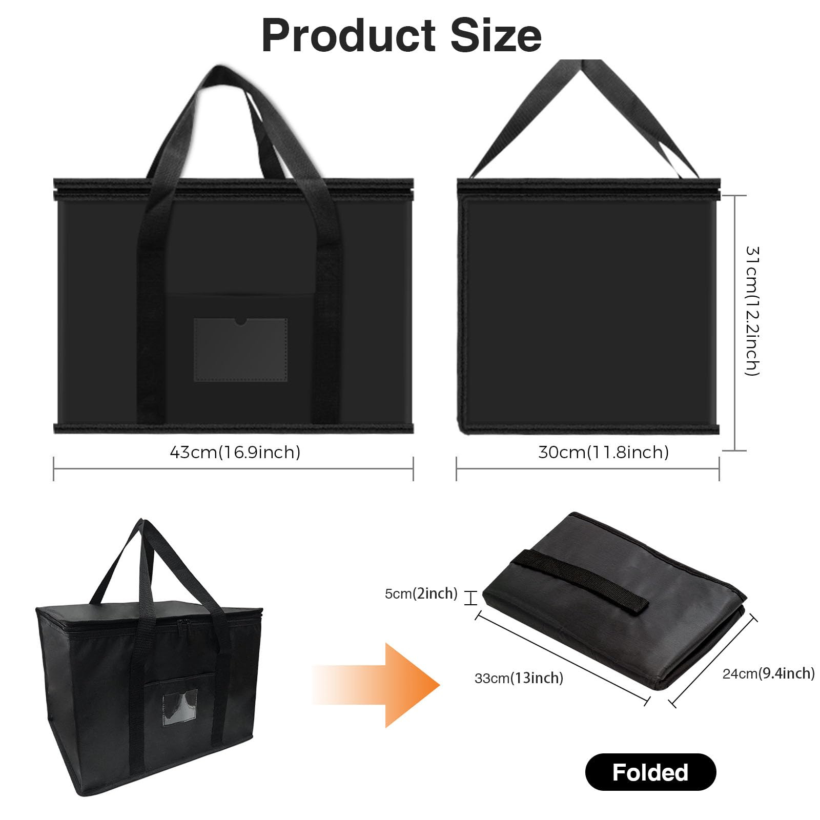 40L Oxford Cloth Cooler Bag, Thermal Cool Bag & Foldable Food Delivery Bag, Insulated for Hot & Cold Food - Image 3
