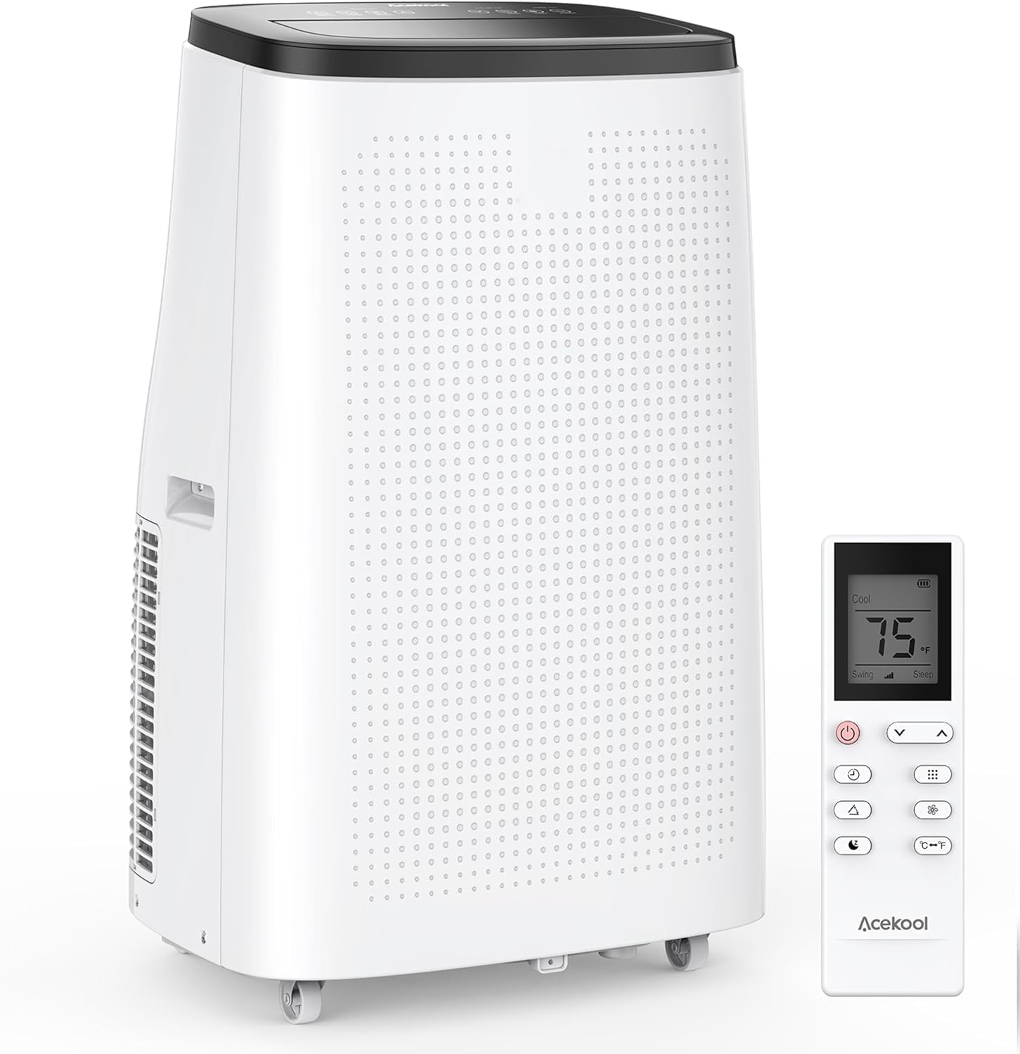 Portable Air Conditioners, 14000 BTU AC Unit for Rooms Up to 750 Sq.Ft, 4-In-1 Dehumidifier/Fan/Sleep/Cool Mode, Remote Control and Easy Window Kit for Bedroom, Efficient Cooling, White and Black